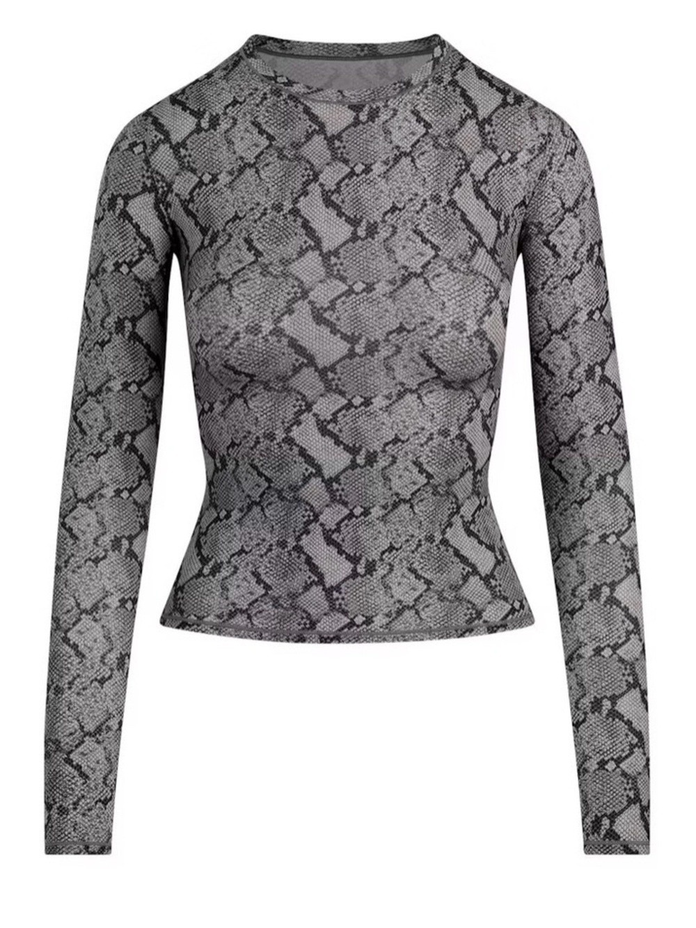 Skims Fits Everybody Long Sleeve T-Shirt Gray Shadow Snake Print New NWOT Medium